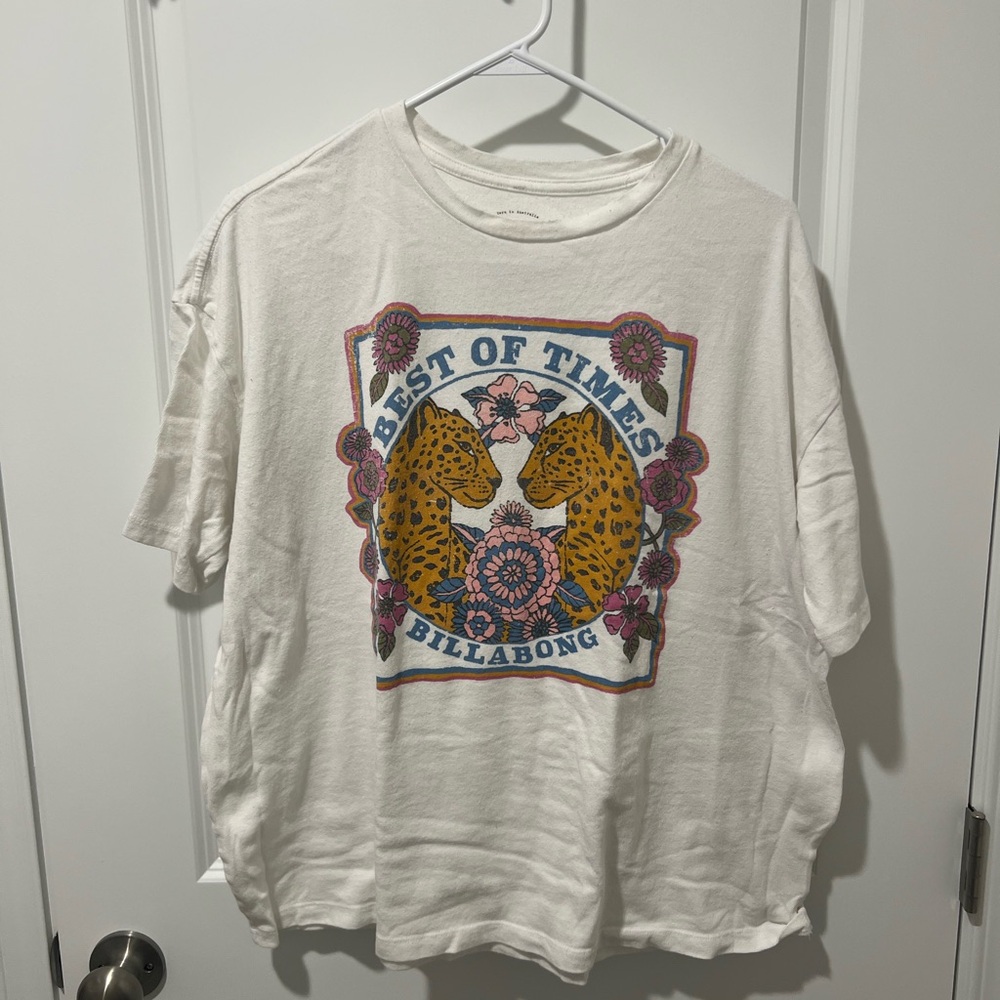 Billabong White Tee with Colorful Accents
